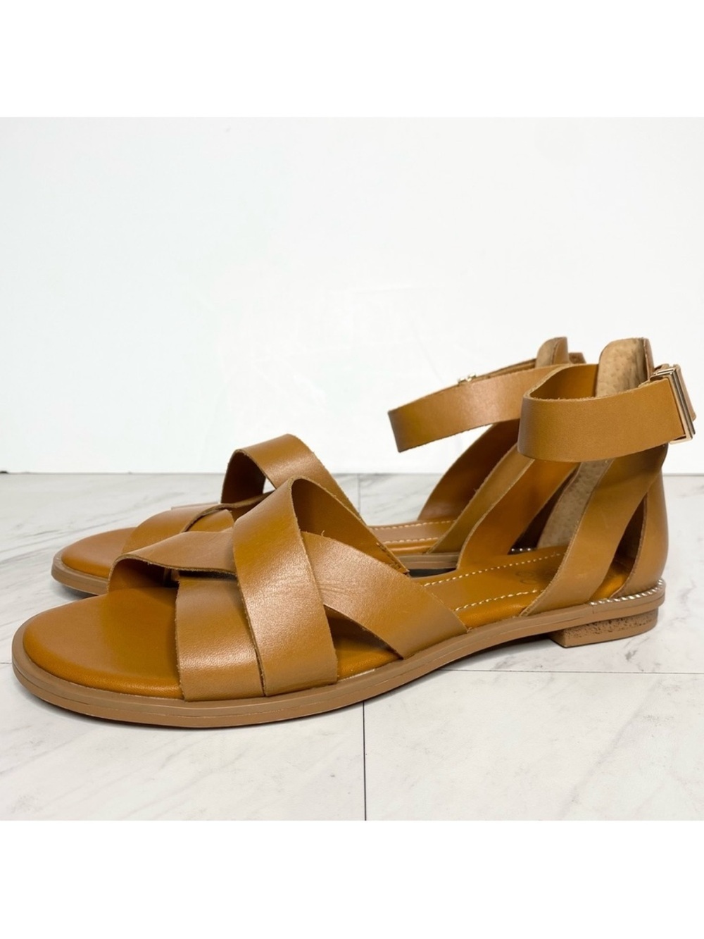 Franco Sarto Giola Brown Leather Sandal 8 1/2 M